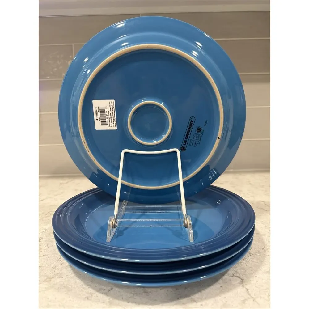 Set 4 MARSEILLE Blue Le Creuset 10.63in Dinner Plate Stoneware New Second Choix